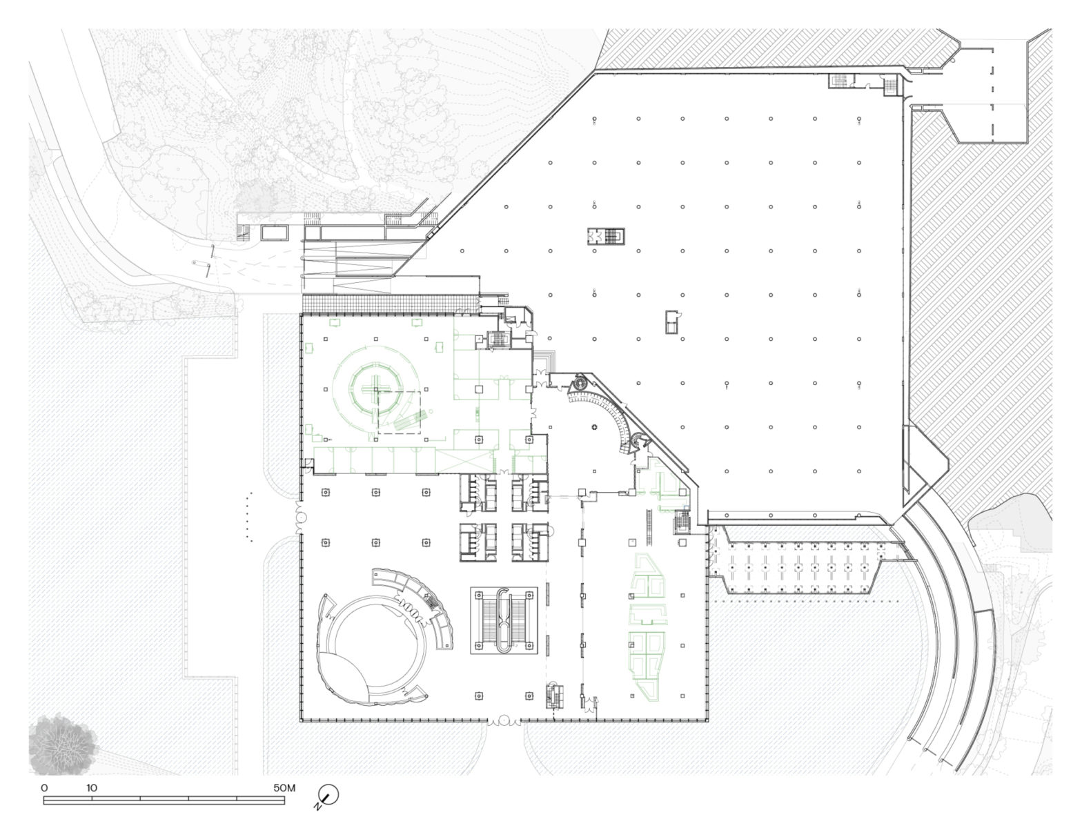 Rez-de-chaussée / Hall d'accueil, Restaurant, Bureaux et circulations